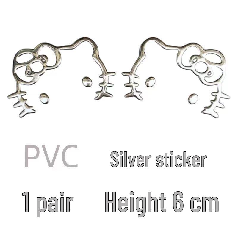 Kitty 3D Cartoon Silver PVC Sticker for Phone, Computer, Car