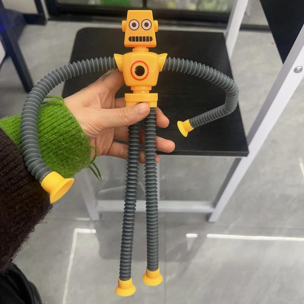 Non-Toxic Children Suction Cup Toys Pop Tubes Stress Relief Telescopic Robot Toy Sensory Bellows Toys Anti-Stress Squeeze Toys