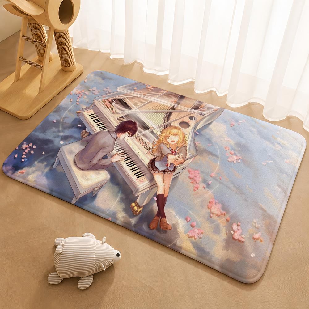 Your Lie In April Floor Mat Floor Mat Soft Flannel Non-Slip Door  Rug for Living Room