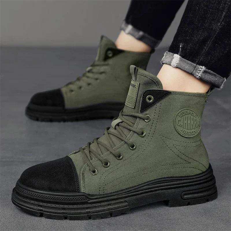 CYYTL Męskie buty Casual Canvas Shoes Zimowe Designerskie Luksusowe Kostki Platformowe Motocyklowe Chelsea Taktyczne Kowbojskie Walki Praca Piesze Wycieczki