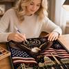 250th Anniversary Pearl Art Kit Featuring American Eagle and Landmark Design Includes Beads Tools and Frame for Crafting Wall Decor