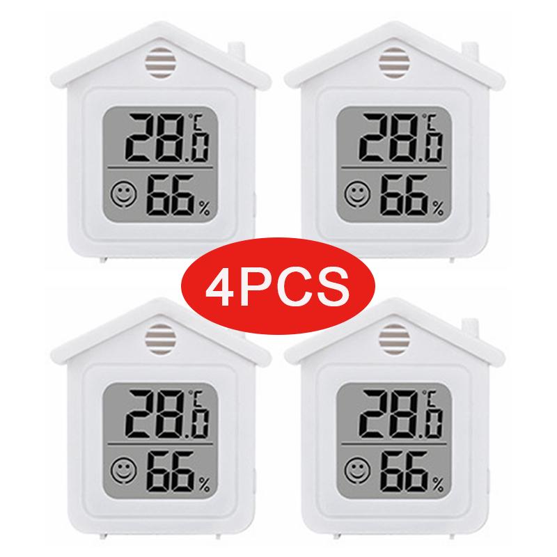 4pcs Mini LCD Hygrometer Thermometer Indoor Household New Digital Temperature Humidity Meter Digital Display Wall Mounted Sensor