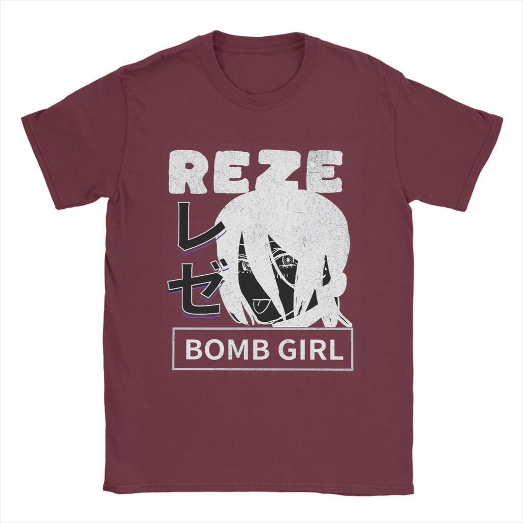 Vintage TShirt Chainsaw Man Girl Reze Boom Cotton TShirts Cool Tshirt for Mens Summer Y2K Basic Design Short Sleeve Top Tees