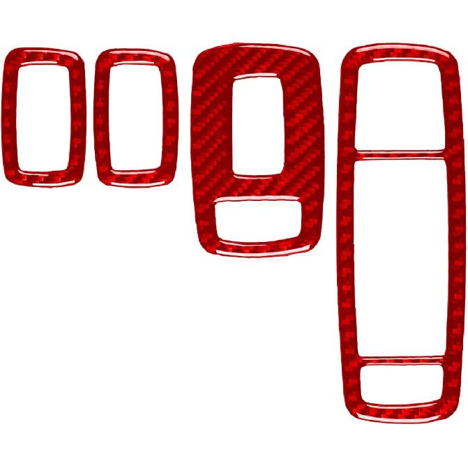 4pcs Carbon Fiber Car Window Lift Switch Cover Stickers Compatible with Dodge RAM 1500/2500/3500 2019-2023 Crew Cab, Door Glass Control Panel Trim