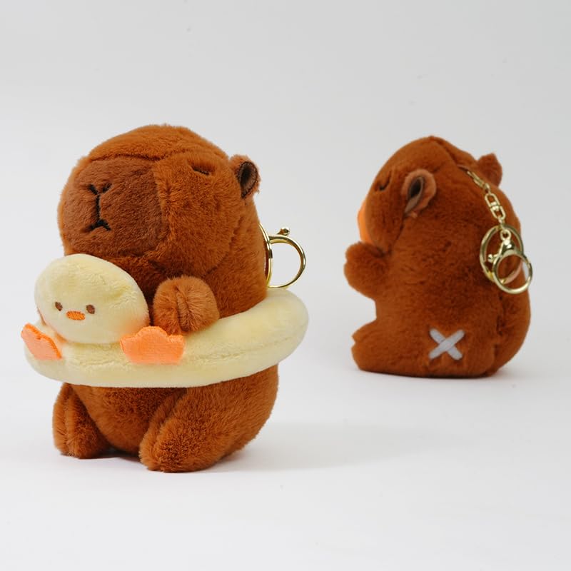 Clearstone Capybara Plush Duck Swim Brown Keychain, Chabimaru, Ring, 18.5cm,