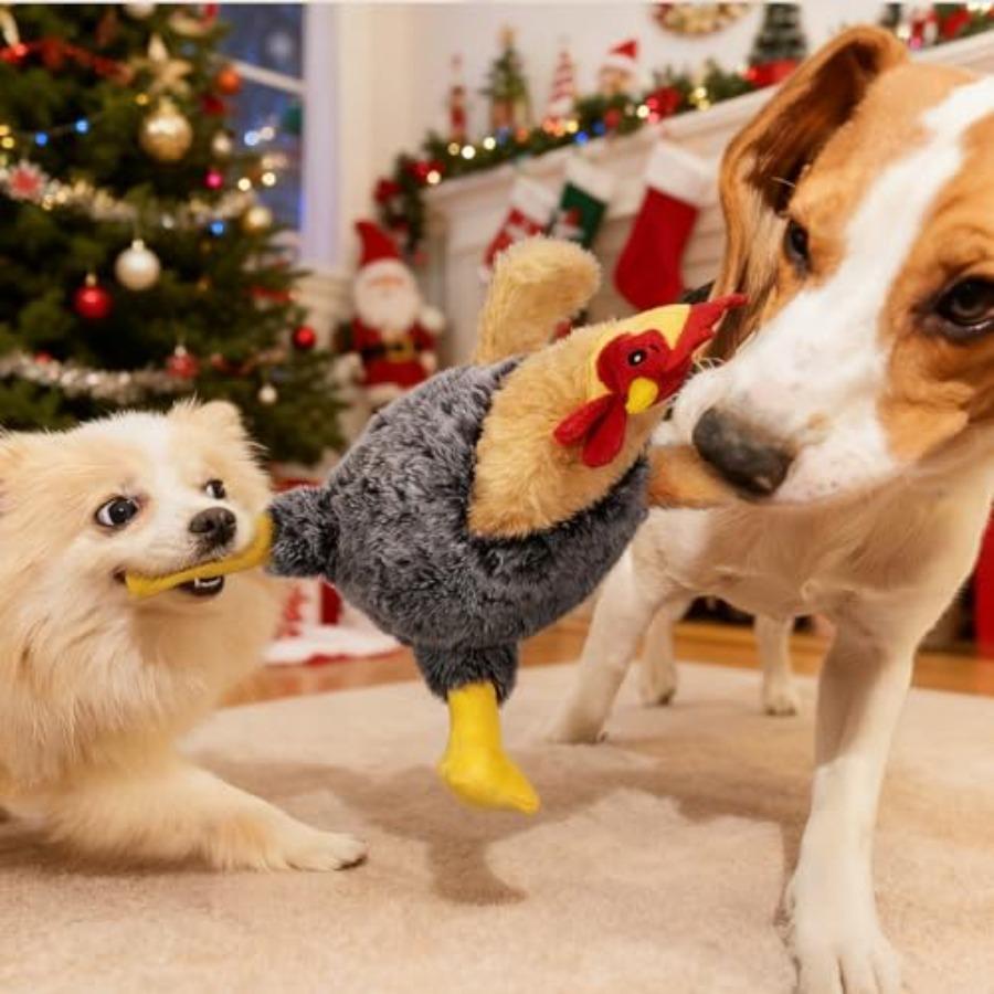 Weihnachten Quietschendes Hundespielzeug Plüsch Gefülltes Huhn Kauspielzeug für Kleine Mittelgroße und Große Hunde Niedliches und Fy Interaktives Welpenspielzeug mit