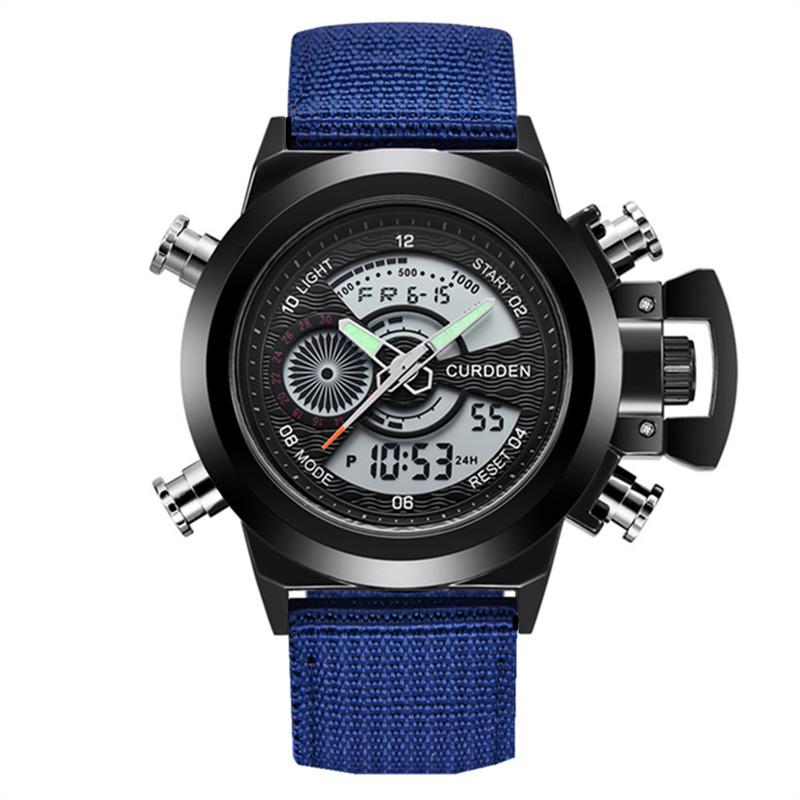 New Men's Multifunctional Dual Display Sport Watch with Stainless Steel Strap