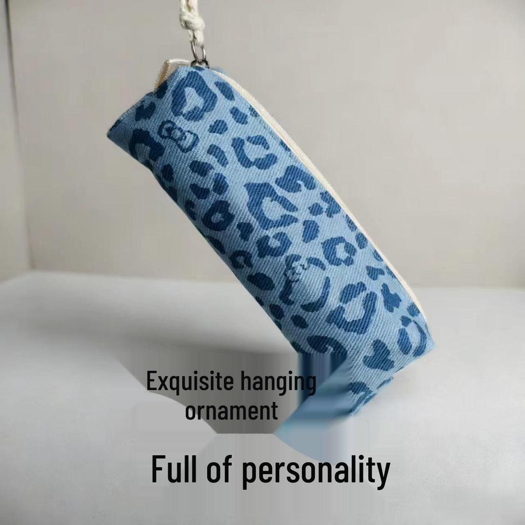 Leopard Print Canvas Pencil Case - Large Capacity for Students