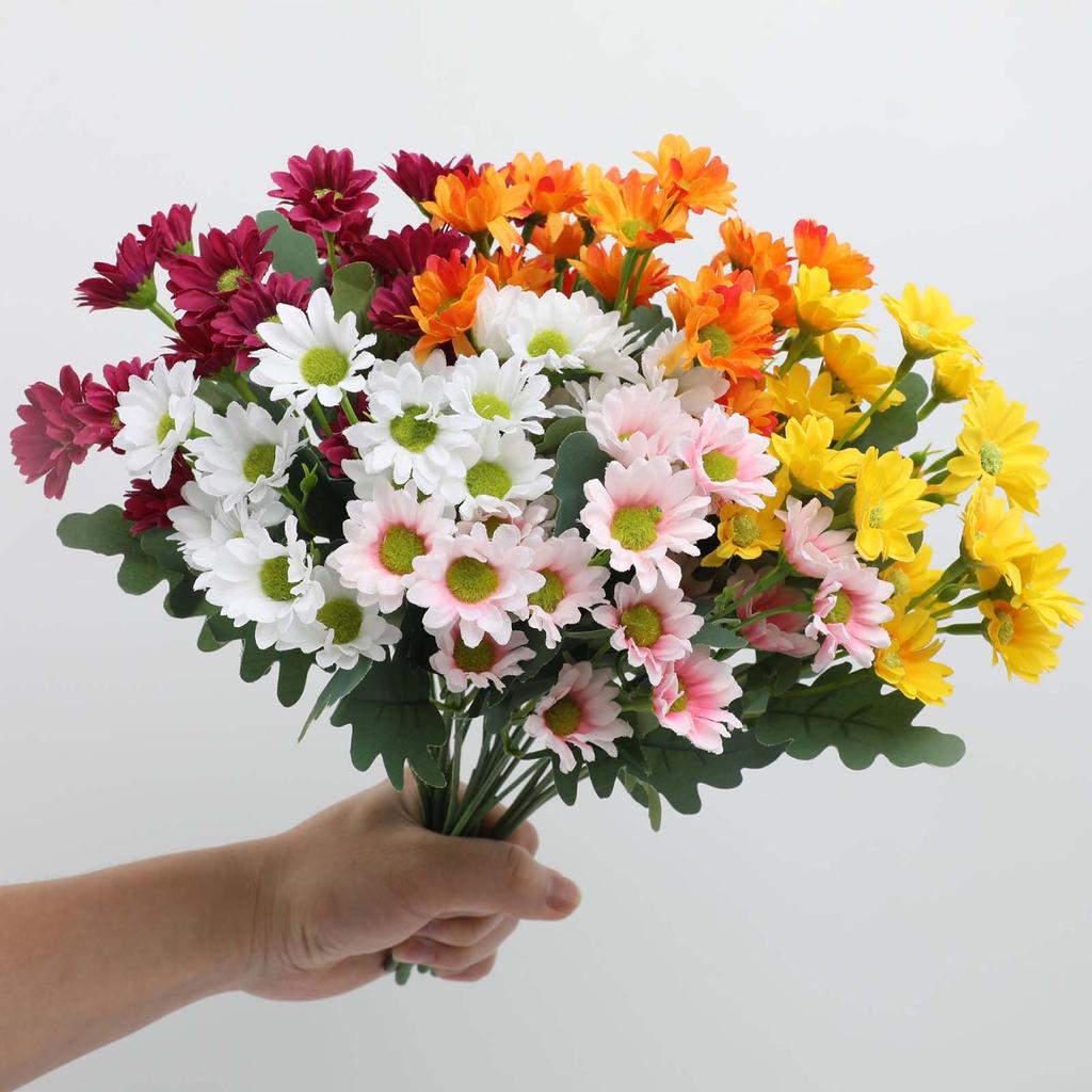 5 Bündel Künstliche Chrysanthemen Lebensechte Outdoor Sonnenuntergang Chrysanthemen Blumen Künstliche Gänseblümchen für Hochzeit Zuhause Tisch Gartendekor