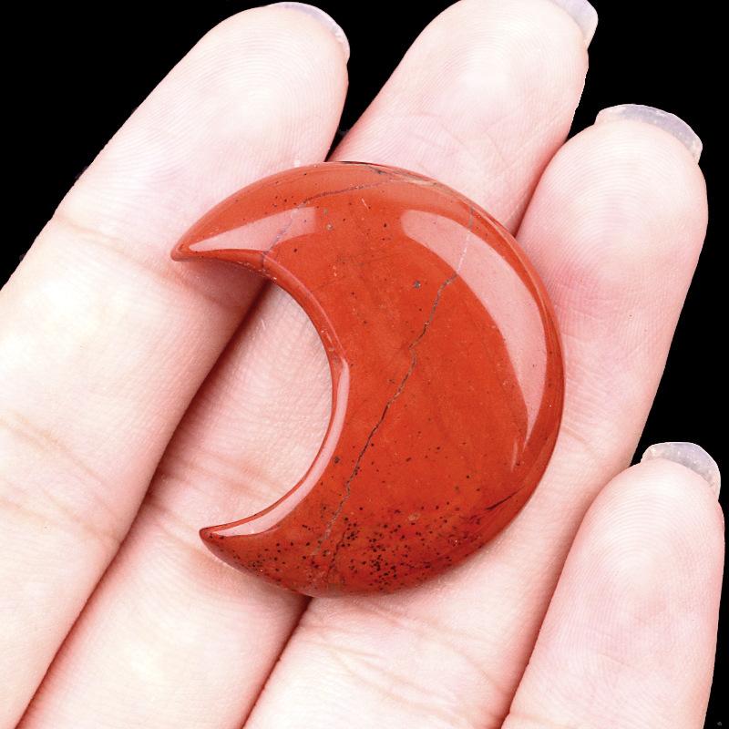 1pc Moon Shaped Worry Stones Natural Carved Gemstones Chakra Balancing Reiki Healing Crystals Home Decor Gifts