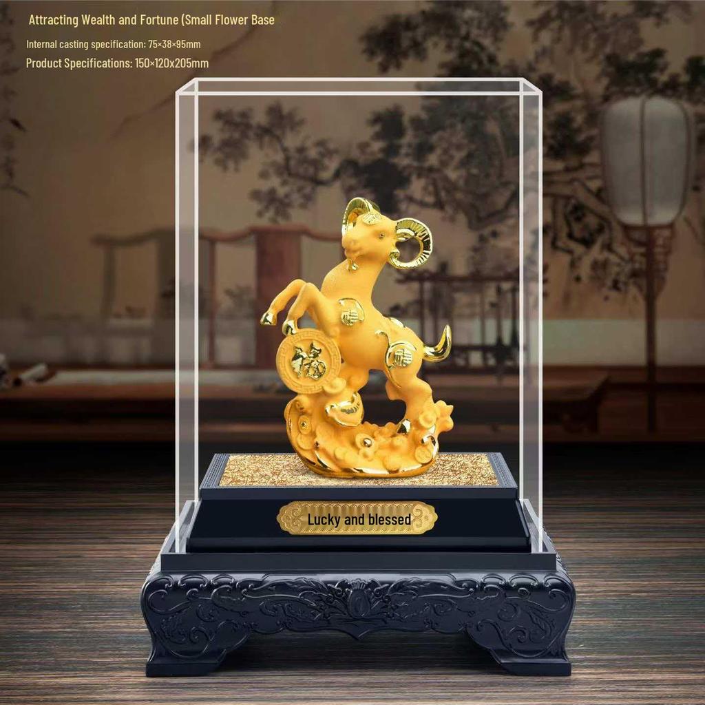 Golden Sheep Feng Shui Figurine for Prosperity - Three Sheep Zodiac Wealth Attracting Gift
