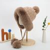 Winter New Women's Cotton Cashmere Pullover Hat Three Hair Ball Pearl Velvet Thickened Cold-proof and Warm Knitted Hat