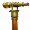 Vintage Brass Telescope Head Handle Victorian Style Wooden Walking Stick Cane