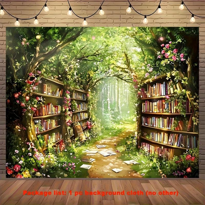 VIKAMA Garden Forest Library Tapestry Cozy Reading Nook Wall Decor Bedroom Dorm Living Room Multi Purpose Fabric Room Decoration