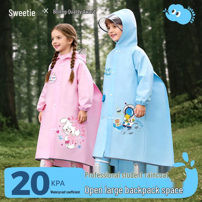 Kids' Lightweight School Rain Poncho with Backpack Slot