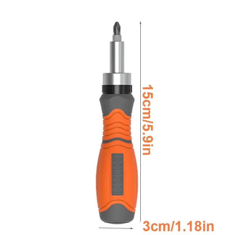 

10 In 1 Portable Ratchet Screwdriver Hidden Screwdriver Head Multi Angle Corner Capable Multifunctional Screwdriver Tools помаранчевий