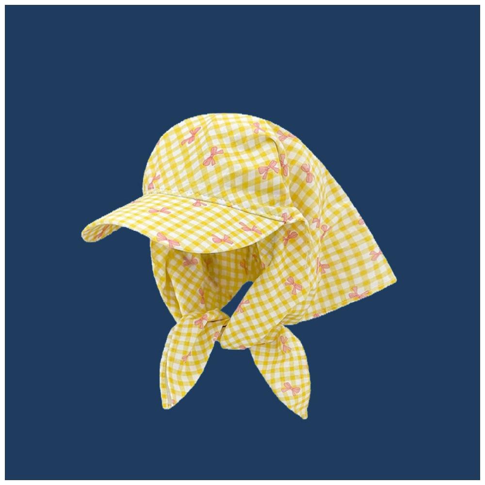 Tie-Front Headscarf Women's Summer Sun Hat Checkered Country Triangle Scarf Baseball Cap Travel Beach Vacation Outdoor for Girl