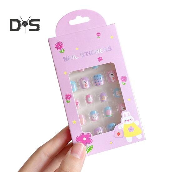 

24 шт. детские накладные ногти Kawaii детские накладные наклейки для дизайна ногтей набор креативный набор для ногтей «сделай сам» для украшения ногтей D