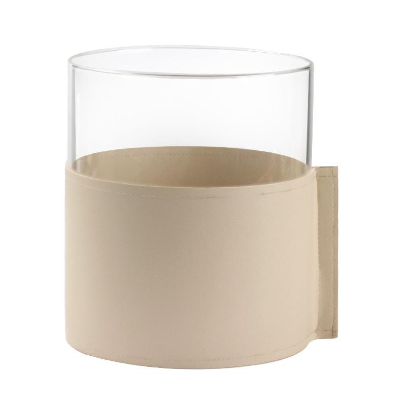 

Современная ваза в стиле легкой роскоши, стеклянная, с кожаным декором, цветочные украшения, для ресторана, отеля, модельной комнаты, мягкое оформление, круглые украшения Medium - Orange