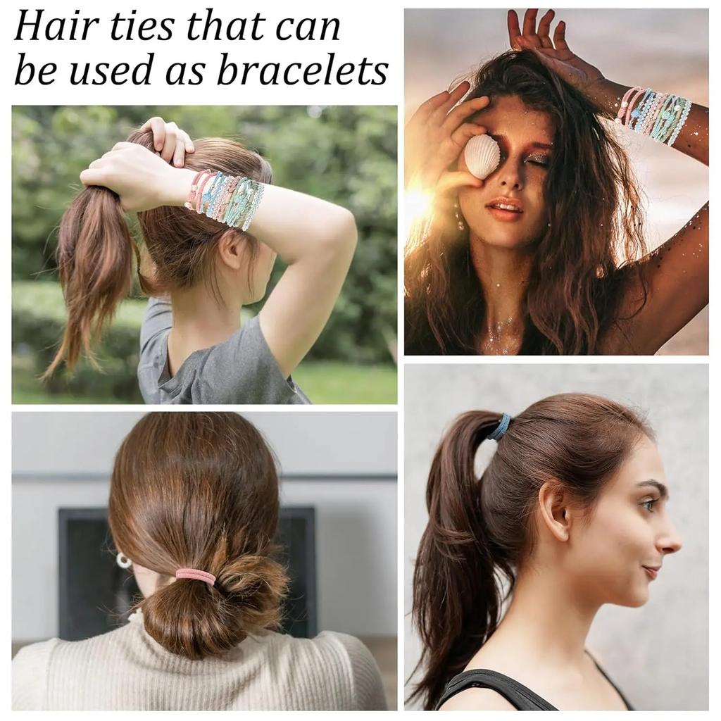 20 Stück Dicke Dehnbare Langlebige Haargummis, Kein Ziepen Nylon-Zopfgummis für Damen & Mädchen, Ideal für Dünnes Langes Lockiges Haar