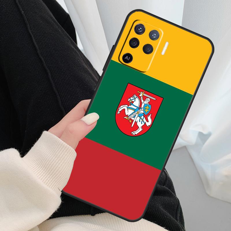 Fashion Lithuania Flag Case For Oppo A17 A57 A77 A40 A78 A54 A74 A94 A76 A16 A96 A18 A60 A80 A38 A58 A98 A15 A5 Pro