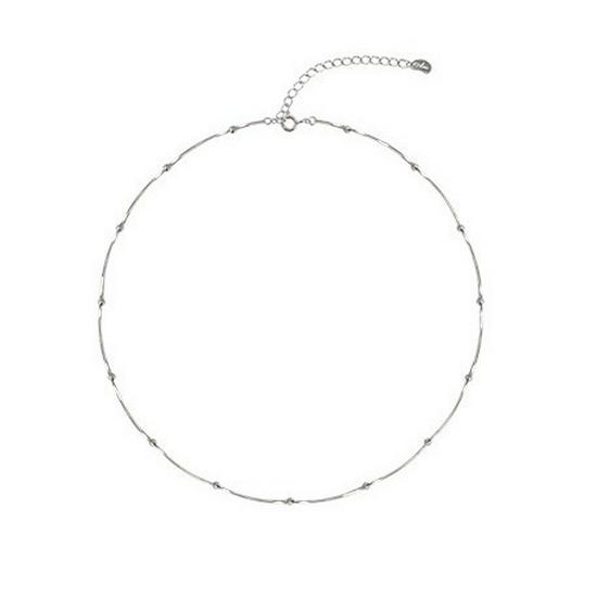 S925 Round Bead Snake Bone Chain Necklace: Women's Stylish, Versatile Clavicle Chain, High-End, Layering, Simple Ins Style