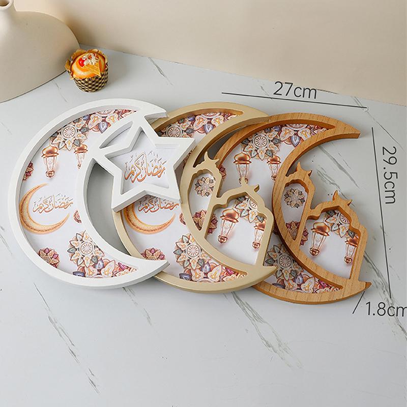 Ramadánové dekorace pro domácnost Ramadánový tác Domácí výzdoba Ramadánový servírovací tác na párty výzdoba Podnos na jídlo Tác na svačiny Servírovací talíř na sušenky