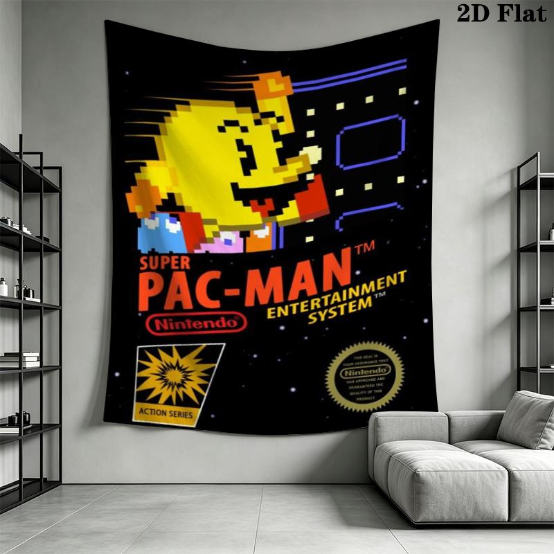 Pac Man Wall Tapestry Aesthetic Wall Hanging Printed Fabric Blanket Decorative Tapestries for Bedroom Living Room Home Decor