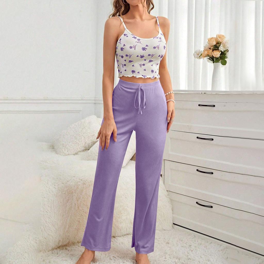Women's Home Leisure Two-Piece Set Soft And Comfortable Summer Outdoor Pajamas Set