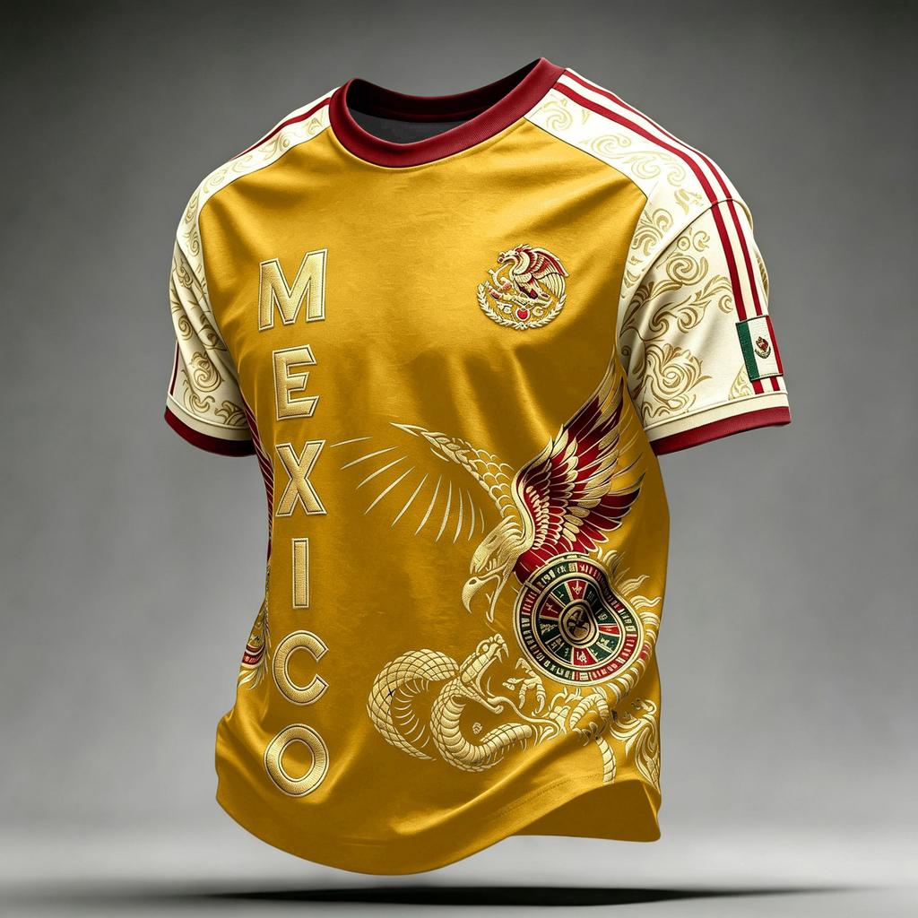 Men's Mexico Soccer Print Short Sleeve T-Shirt Casual Graphic Tee