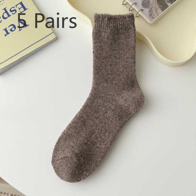 

5 пар нежных и милых носков длиной до середины икры из теплой шерсти для женщин на осень и зиму 5 Pairs