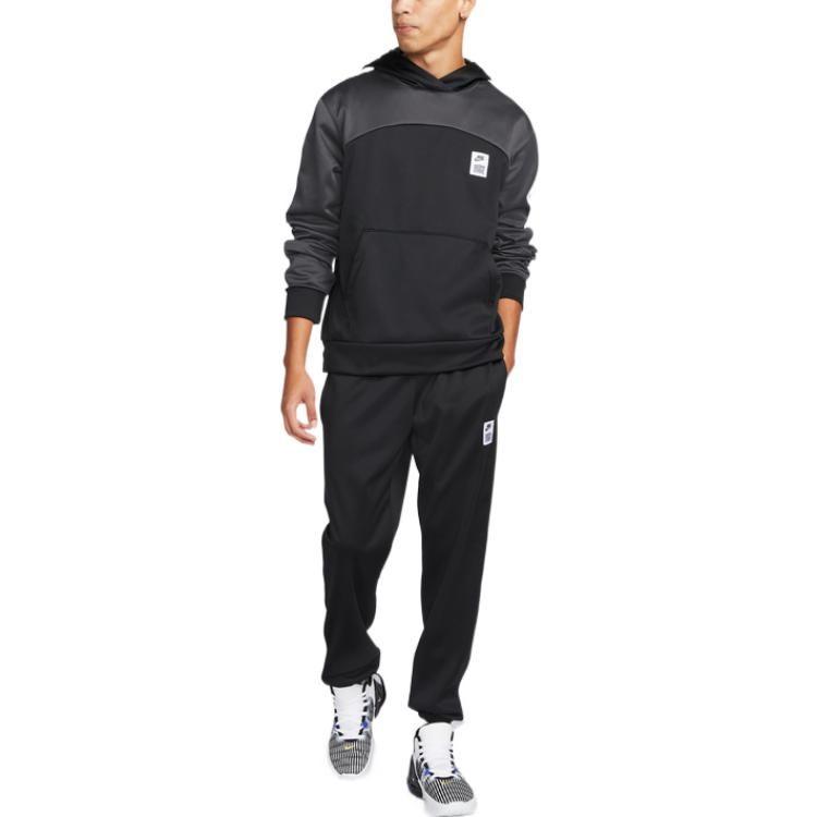 Nike Therma FIT Solid Color Logo Vintage Patchwork Logo Elastic Waistband Fleece Lined Thermal Knitted Sweatpants Men's DQ5825-010