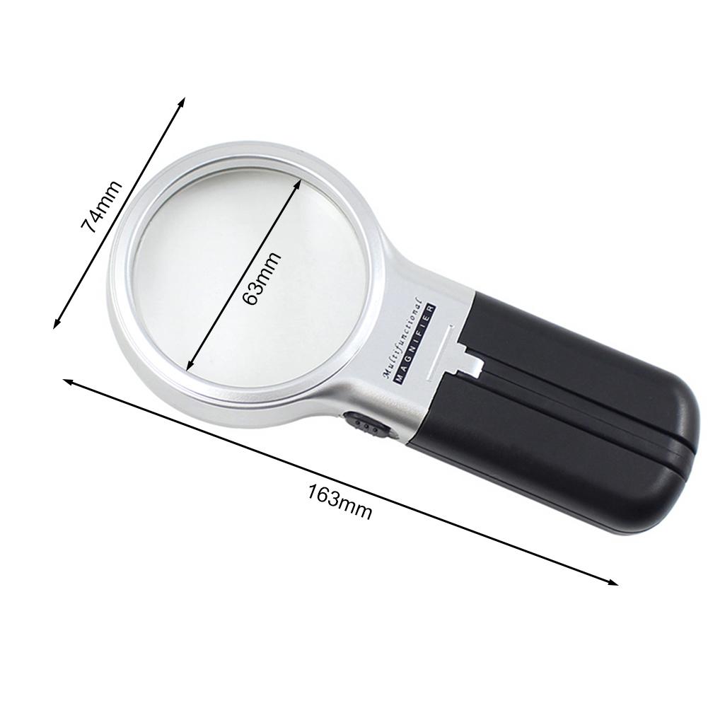 3X Reading Portable Handheld Magnifier Glass with 2 LED Lights Folding Loupe
