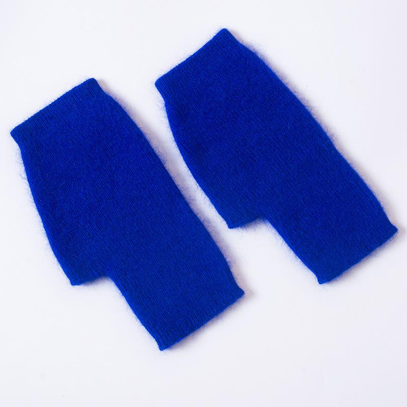 

Women s Winter Velvet & Cashmere Fingerless Gloves - Mink Fur Lined for Typing & Cycling One Size королівський синій колір