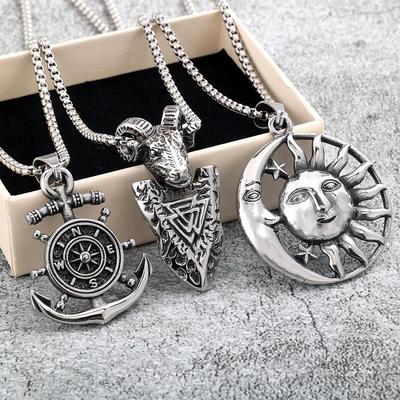 Unisex European Retro Stainless Steel Pendant Necklace