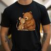 T-Shirt Men Mouse and Bear Friends Motif Cotton Size S To 5XL