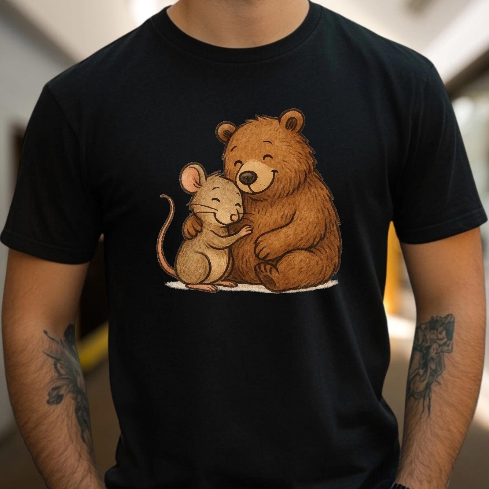 T-Shirt Herren Maus und Bär Freunde Motiv Baumwolle Größe S bis 5XL XXXXL