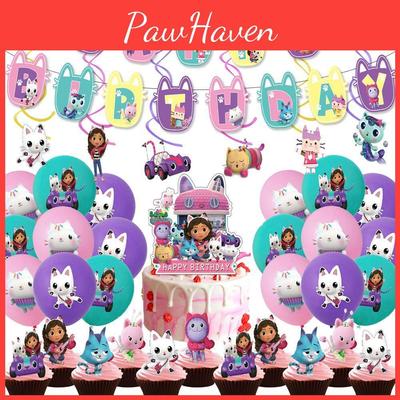 Gabbys Dollhouse Fournitures de Décoration de Fête d'Anniversaire pour Enfants avec Ballons Durables et Guirlandes Colorées