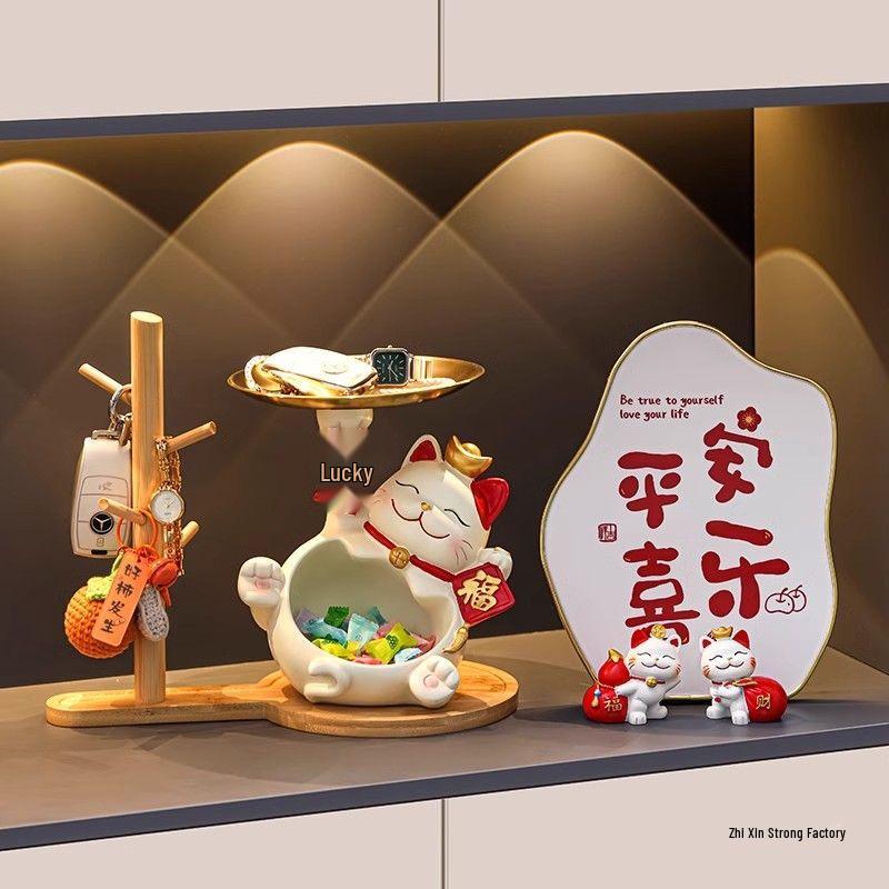 Lucky Cat Key Holder & Home Decor Ornament – Perfect for Entryway, Shoe Cabinet, or Living Room Housewarming Gift