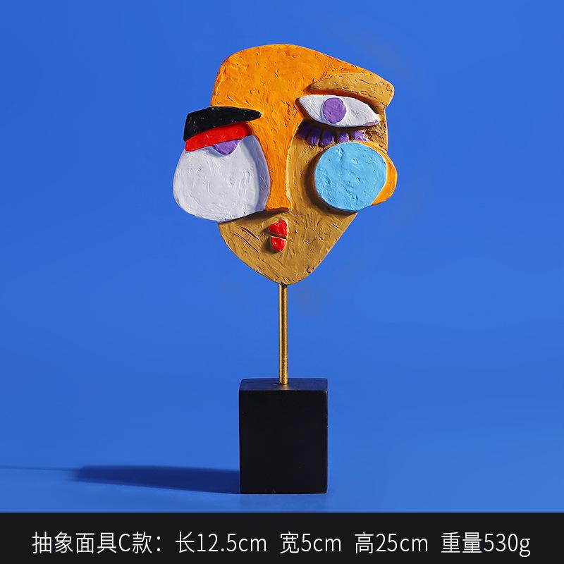 Abstract Face Colorful Twisted Statue Modern Art Resin Craft for Cafe Home Decor