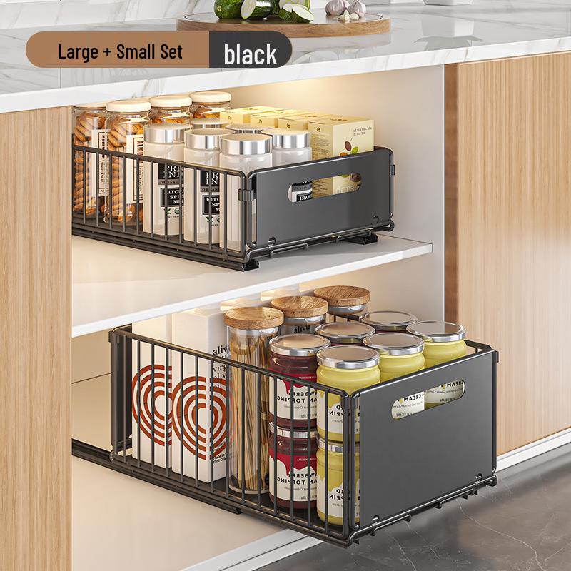 Pull-Out Kitchen Organizer: Sliding Rack for Bowls, Dishes, Spices & Under Sink Storage