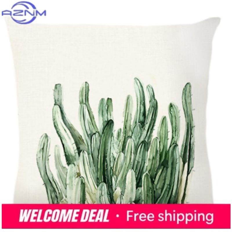 Simple Plant Print Pattern Home Decor Pillowcase Bedroom Living Room Sofa Decoration Polyester Cushion Cover with Zipper