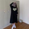 Women's Fashion Fall Winter Love Letter Print Long Sleeve O-Neck Loose Waistline Casual Dresses
