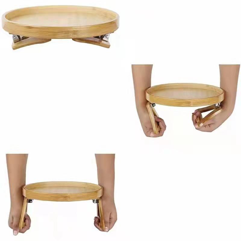 Cozy Sofa Armrest Tray Wooden Sofa Disc Foldable