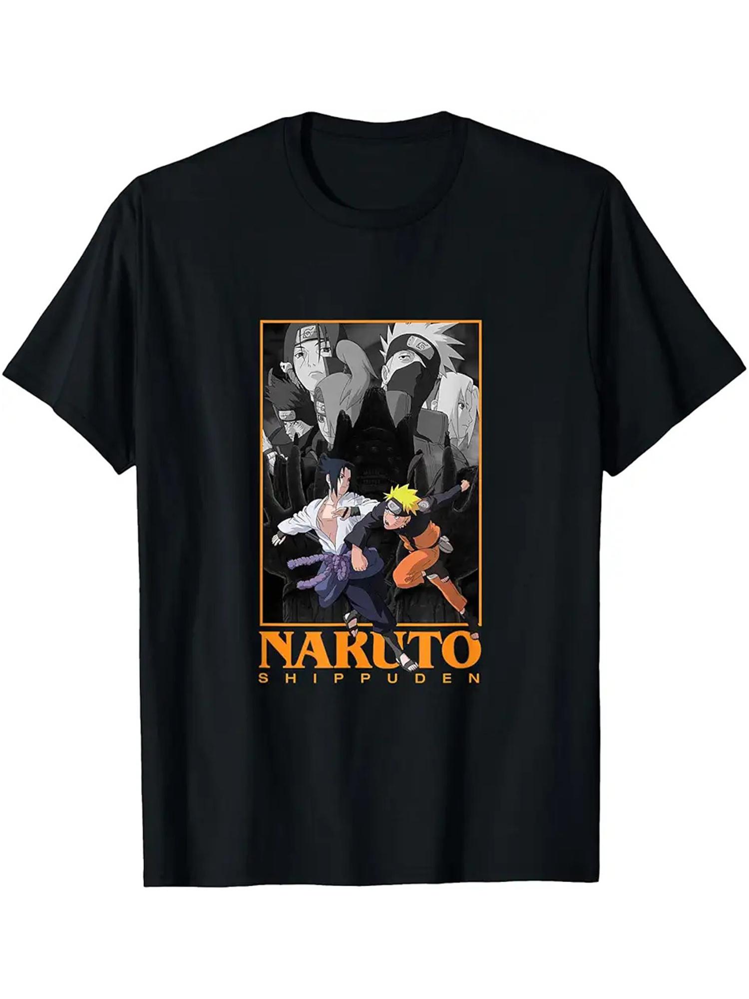 Naruto Shippuden TShirt Men Summer Naruto Sasuke Anime Character Group Graphic Short Sleeve Oversized Streetwear Fan Tee S