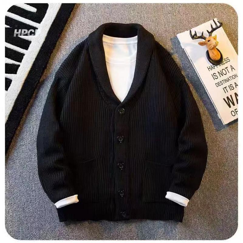 

Men s High-End V-Neck Knit Cardigan: Autumn/Winter Trendy Fashion Sweater Extra Large чорний