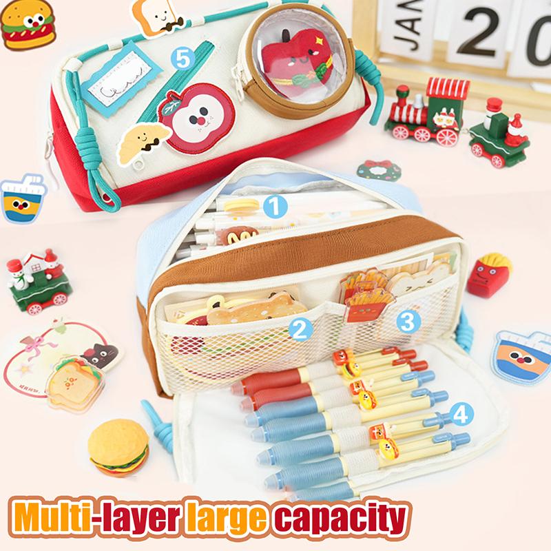 Cartoon Pencil Case Ins Large Capacity Pen Bag Stationery Organizer Student Portable Pencil Storage Bag