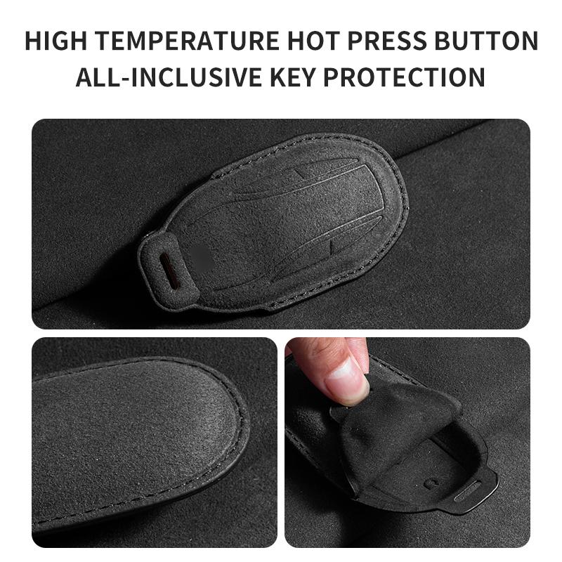 Interior Mouldings Leather Car Remote Key Case Cover for IM 2022 L7 2023 LS6 2023 LS7 Auto Key Fob Shell Suede Leather Keychain