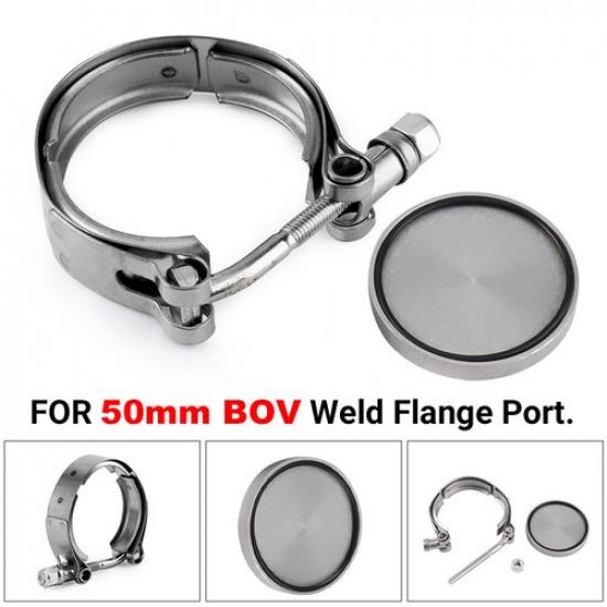 Universal 50mm BOV Block Off Plate Cap Flange Adapter+ Plug Blanking Plate Clamp