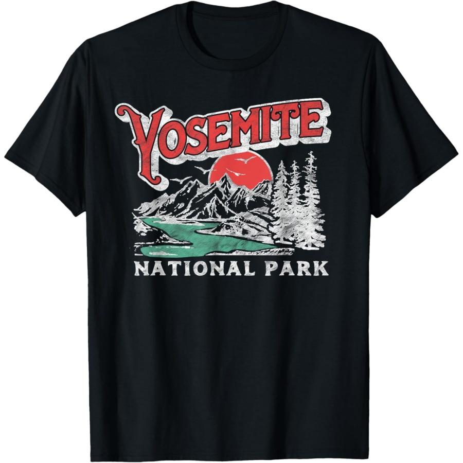 Yosemite National Park Retro 80 s Mountains Distressed T-Shirt XXXXXL чёрный